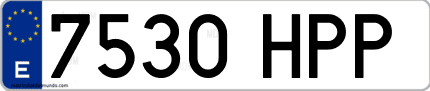 Ejemplo de matrícula de coche ordinaria 7530 HPP