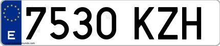 Ejemplo de matrícula española 7530 KZH