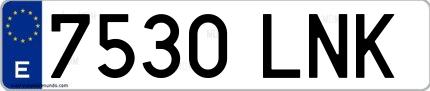 Ejemplo de matrícula española 7530 LNK