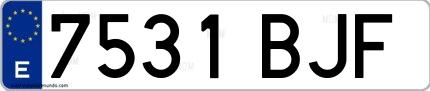 Ejemplo de matrícula española 7531 BJF
