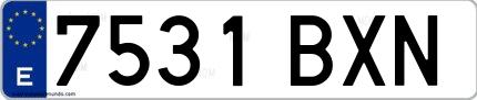Ejemplo de matrícula española 7531 BXN