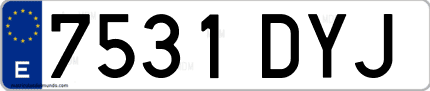Ejemplo de matrícula de coche ordinaria 7531 DYJ
