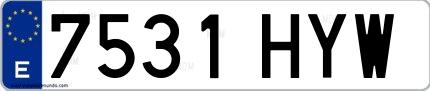 Ejemplo de matrícula española 7531 HYW