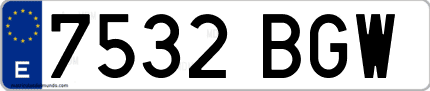 Ejemplo de matrícula de coche ordinaria 7532 BGW