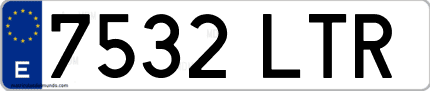 Ejemplo de matrícula de coche ordinaria 7532 LTR