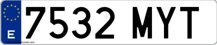Ejemplo de matrícula española 7532 MYT