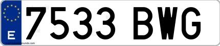 Ejemplo de matrícula española 7533 BWG