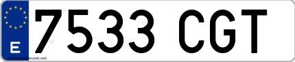 Ejemplo de matrícula española 7533 CGT