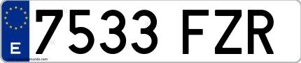 Ejemplo de matrícula española 7533 FZR