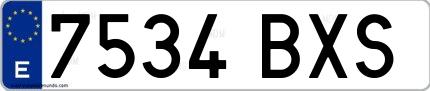 Ejemplo de matrícula española 7534 BXS