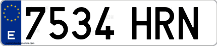 Ejemplo de matrícula de coche ordinaria 7534 HRN