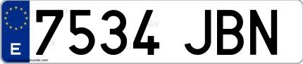 Ejemplo de matrícula española 7534 JBN