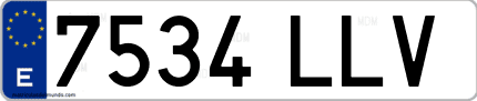 Ejemplo de matrícula de coche ordinaria 7534 LLV