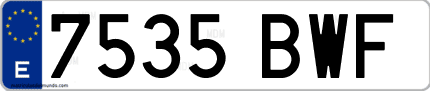 Ejemplo de matrícula de coche ordinaria 7535 BWF