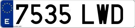 Ejemplo de matrícula española 7535 LWD