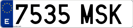 Ejemplo de matrícula de coche ordinaria 7535 MSK