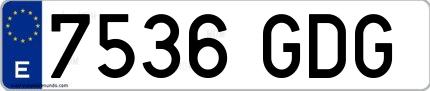Ejemplo de matrícula española 7536 GDG