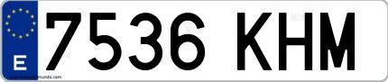 Ejemplo de matrícula española 7536 KHM