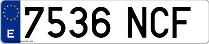 Ejemplo de matrícula española 7536 NCF