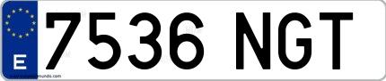 Ejemplo de matrícula española 7536 NGT