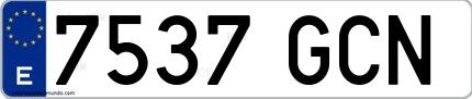 Ejemplo de matrícula española 7537 GCN