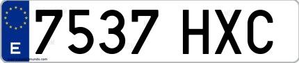 Ejemplo de matrícula española 7537 HXC
