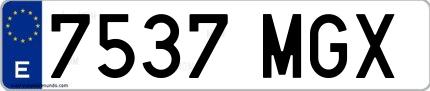 Ejemplo de matrícula española 7537 MGX