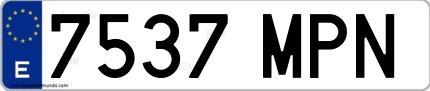 Ejemplo de matrícula española 7537 MPN