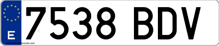 Ejemplo de matrícula de coche ordinaria 7538 BDV