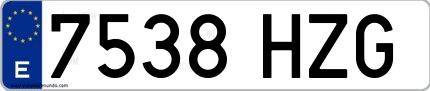 Ejemplo de matrícula española 7538 HZG