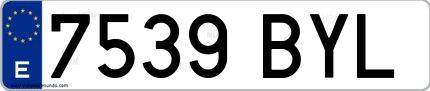 Ejemplo de matrícula española 7539 BYL