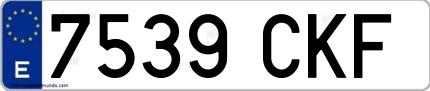 Ejemplo de matrícula española 7539 CKF