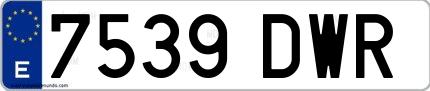 Ejemplo de matrícula española 7539 DWR