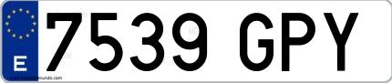 Ejemplo de matrícula española 7539 GPY