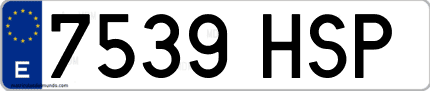 Ejemplo de matrícula de coche ordinaria 7539 HSP