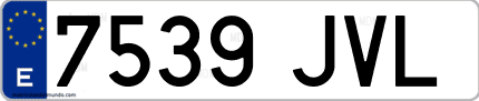 Ejemplo de matrícula de coche ordinaria 7539 JVL