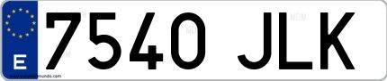Ejemplo de matrícula española 7540 JLK