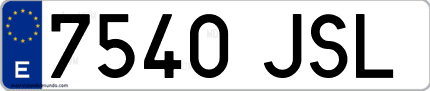 Ejemplo de matrícula de coche ordinaria 7540 JSL