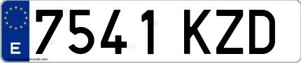 Ejemplo de matrícula española 7541 KZD
