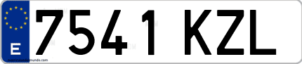 Ejemplo de matrícula de coche ordinaria 7541 KZL