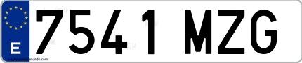 Ejemplo de matrícula española 7541 MZG