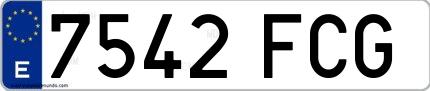Ejemplo de matrícula española 7542 FCG