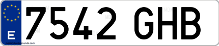 Ejemplo de matrícula de coche ordinaria 7542 GHB