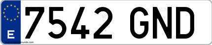Ejemplo de matrícula de coche ordinaria 7542 GND