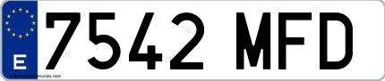 Ejemplo de matrícula española 7542 MFD