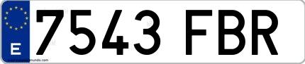 Ejemplo de matrícula española 7543 FBR