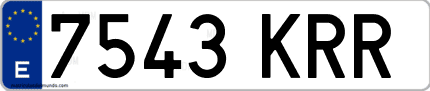 Ejemplo de matrícula de coche ordinaria 7543 KRR