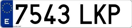Ejemplo de matrícula española 7543 LKP