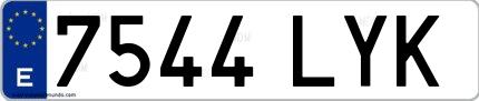Ejemplo de matrícula española 7544 LYK