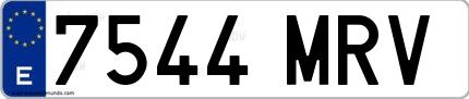 Ejemplo de matrícula española 7544 MRV